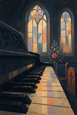 Piano Keys in Soft Church Morning Light