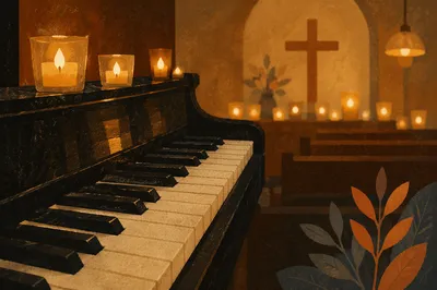 Candlelit Piano Keys for Church Worship