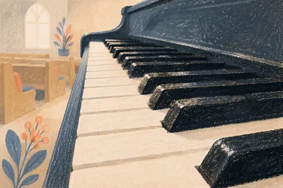 Soft Piano Keys Before Church Worship