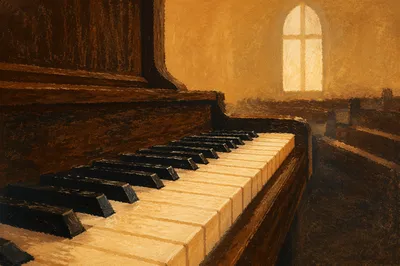 Soft Church Piano Keys in Amber Light