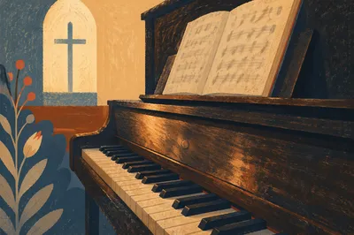 Soft Church Piano Keys in Warm Light