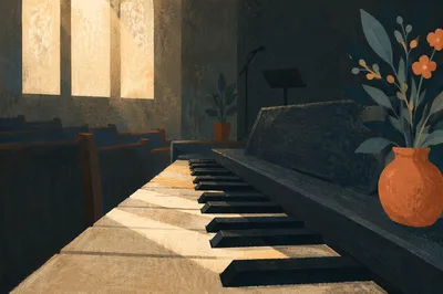 Soft Morning Light on Church Piano Keys