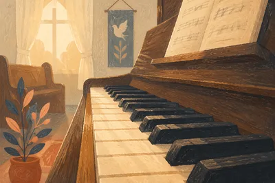 Soft Light on Church Piano Keys