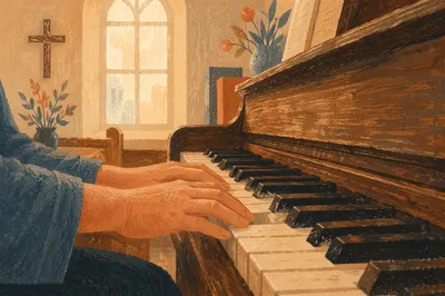 Soft Morning Worship at Church Piano