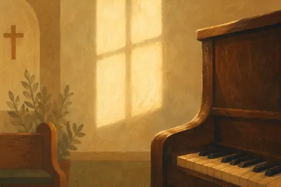 Quiet Church Piano in Soft Window Light
