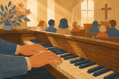 Quiet Worship Piano in Wooden Chapel