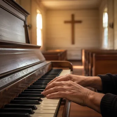 Quiet Worship Piano in Wooden Chapel