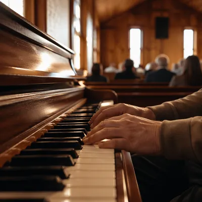 Quiet Worship Piano in Wooden Chapel