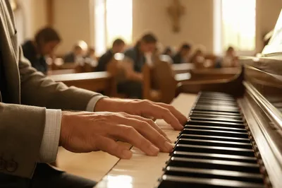 Hands Resting on Piano Keys