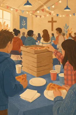 Youth Group Pizza Party in Church Hall