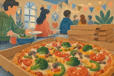 Youth Group Pizza Party Table Scene