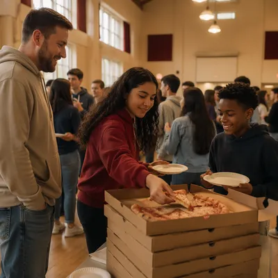 Youth Group Pizza Party in Community Hall