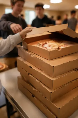 Stacked Pizza Boxes at Youth Group Party
