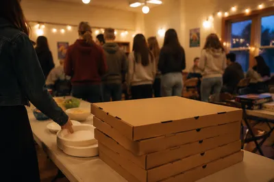 Stacked Pizza Boxes at Youth Group