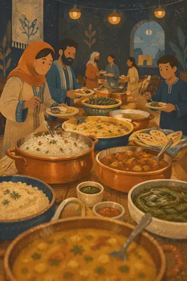 Church Potluck Dinner Table in Fellowship Hall
