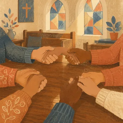Linked Hands Prayer Circle in Church