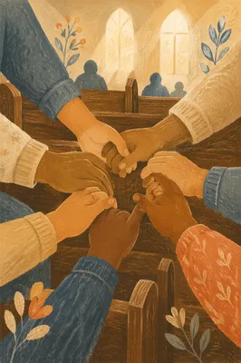 Linked Hands in Church Prayer Circle