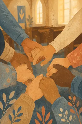 Prayer Chain Hands in Church Unity