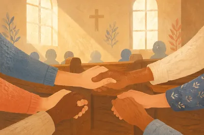 Linked Hands in Church Prayer Circle