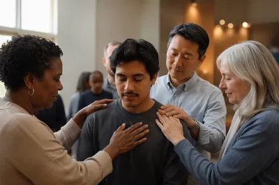 Prayer Team Laying Hands in Church