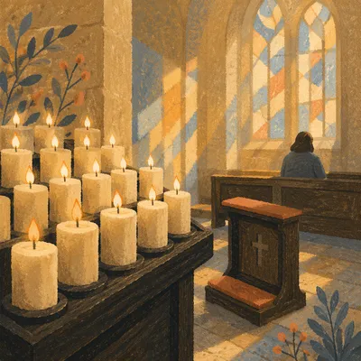 Quiet Church Prayer Room with Candles