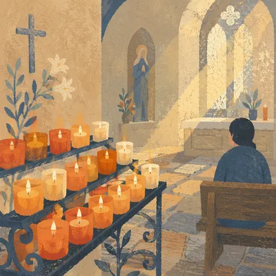 Quiet Church Prayer Room with Candles
