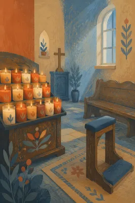Quiet Church Prayer Room with Candles