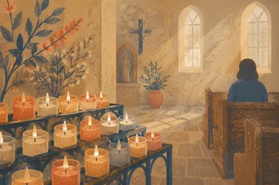 Quiet Church Prayer Room with Candles