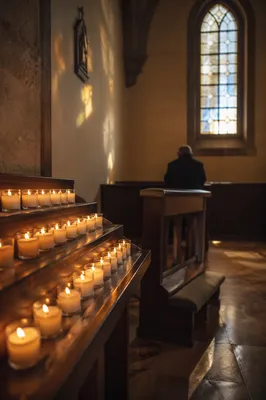 Quiet Church Prayer Room with Candles
