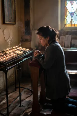 Quiet Church Prayer Room with Candles