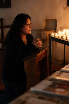 Candlelit Prayer Room in Quiet Church