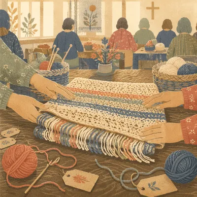 Handmade Prayer Shawl Ministry in Fellowship Room