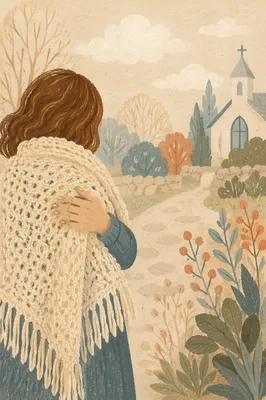 Handmade Prayer Shawl in Quiet Church Garden