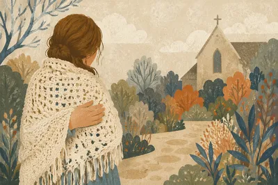 Handmade Prayer Shawl in Quiet Church Garden