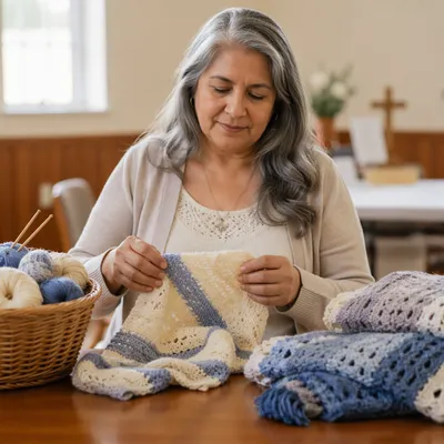 Prayer Shawl Gift Ministry in Fellowship Hall