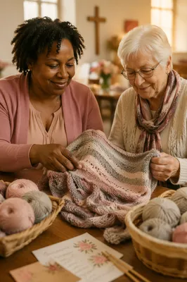 Women Folding Knitted Prayer Shawl Ministry Gift