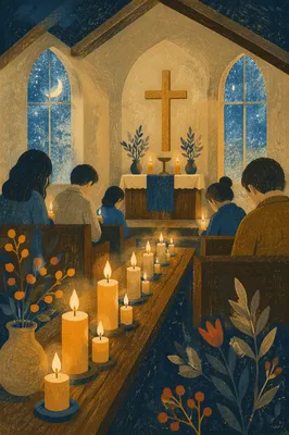 Night Prayer Vigil Candles in Sanctuary