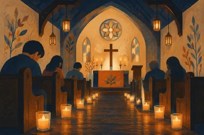 Night Prayer Vigil with Glowing Candles