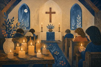 Night Prayer Vigil Candles in Sanctuary