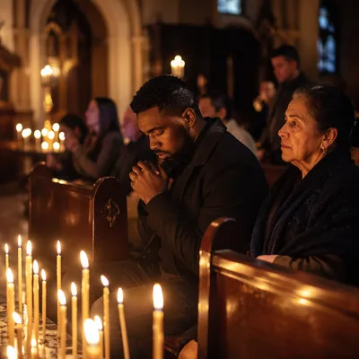 Night Prayer Vigil with Candles in Sanctuary