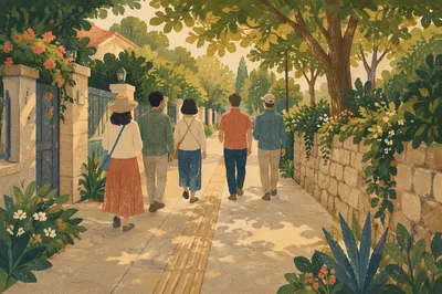 Neighborhood Prayer Walk on Quiet Sidewalk