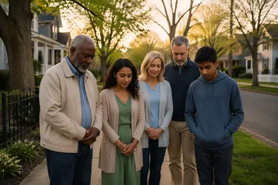 Church Group Walking in Morning Prayer