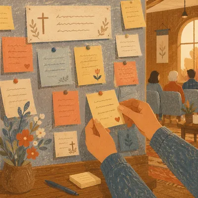 Prayer Request Wall with Sticky Notes