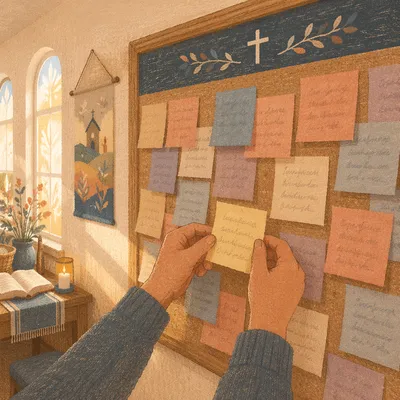 Church Prayer Wall with Pastel Notes