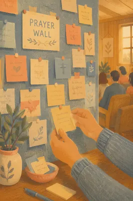 Prayer Request Wall with Sticky Notes