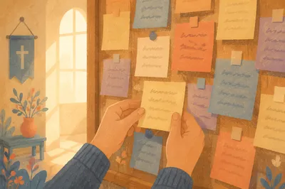 Church Prayer Wall with Sticky Notes