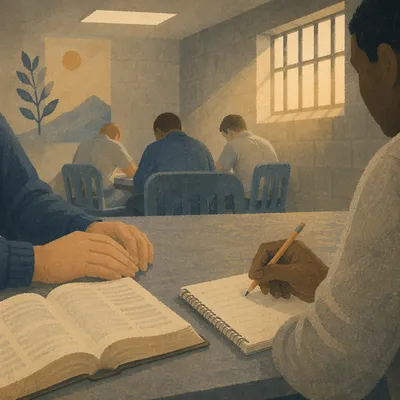 Prison Ministry Bible Study in Visitation Room