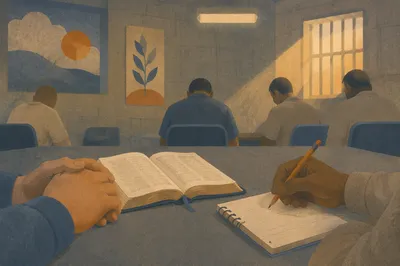 Prison Ministry Bible Study in Visitation Room