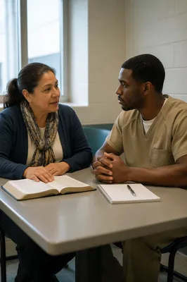 Bible Study in Prison Visitation Room
