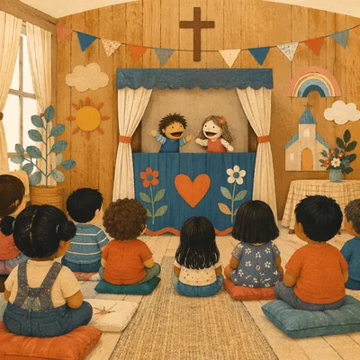 Cheerful Puppet Ministry in Church Hall